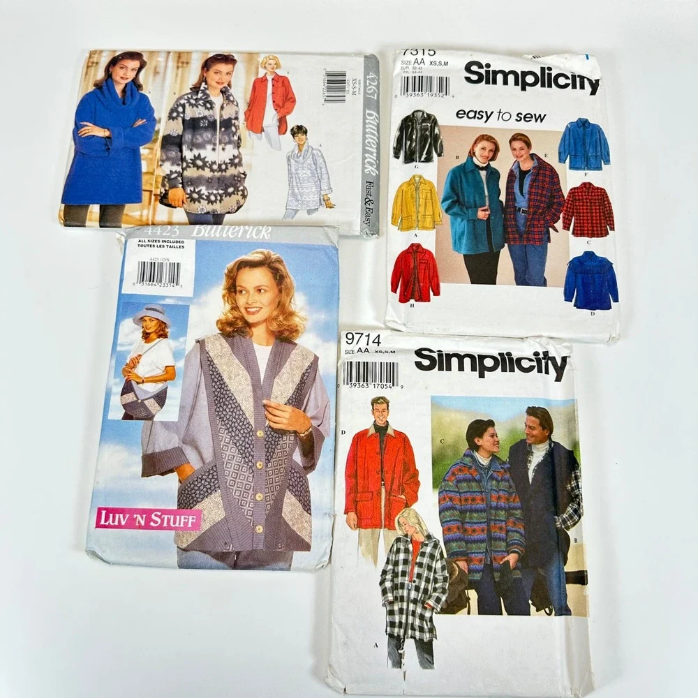 VTG Lot of 6 UNCUT Simplicity Butterick Sewing Patterns Coats Jackets Vests 90s